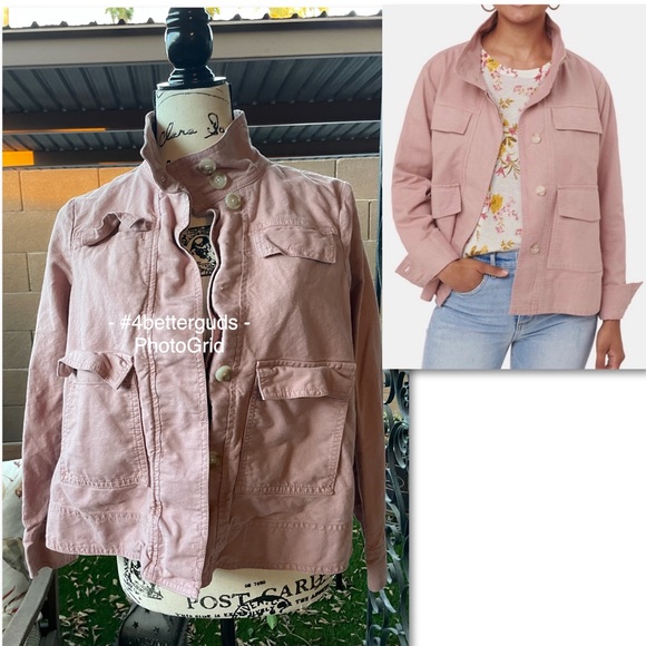 LOFT Dusty Rose Pink Petite Button Up / Down Utility Jacket Cotton & Linen XSP - Picture 16 of 16